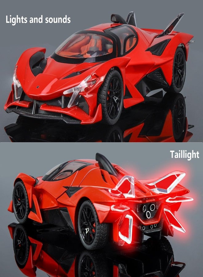 SASBSC Toy Cars Apo Project EVO Model 1:32 Metal Diecast Car Toys with Light and Sound Pull Back Car for 3 4 5 6 7 Year Old Boys (Red) - Image 5